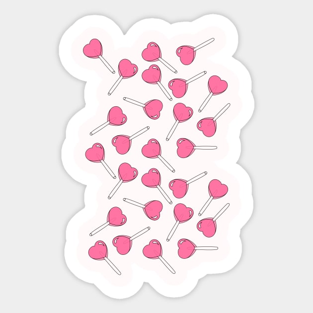 Heart Lollipop Pattern Pink Aesthetic Sticker by zocostore